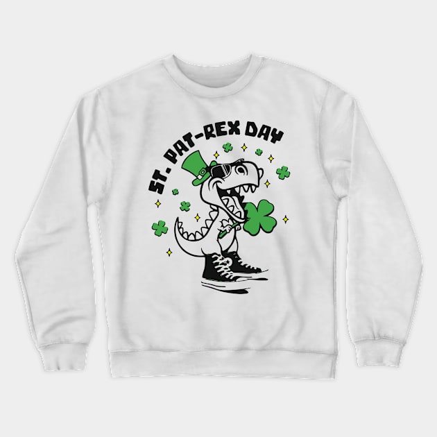 St Patrex Day Lucky Saurus Shamrock Crewneck Sweatshirt by lightsdsgn